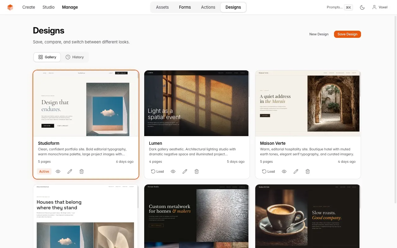 Website Builder design library